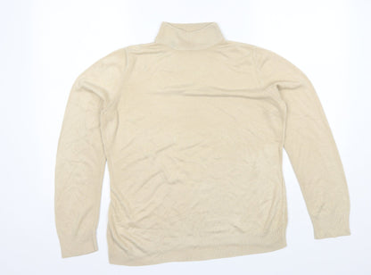BHS Womens Beige Mock Neck  Acrylic Pullover Jumper Size 14