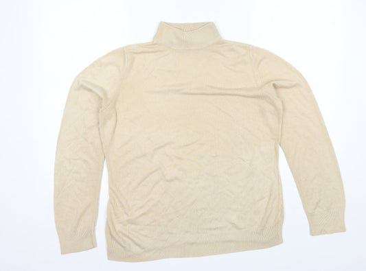BHS Womens Beige Mock Neck  Acrylic Pullover Jumper Size 14