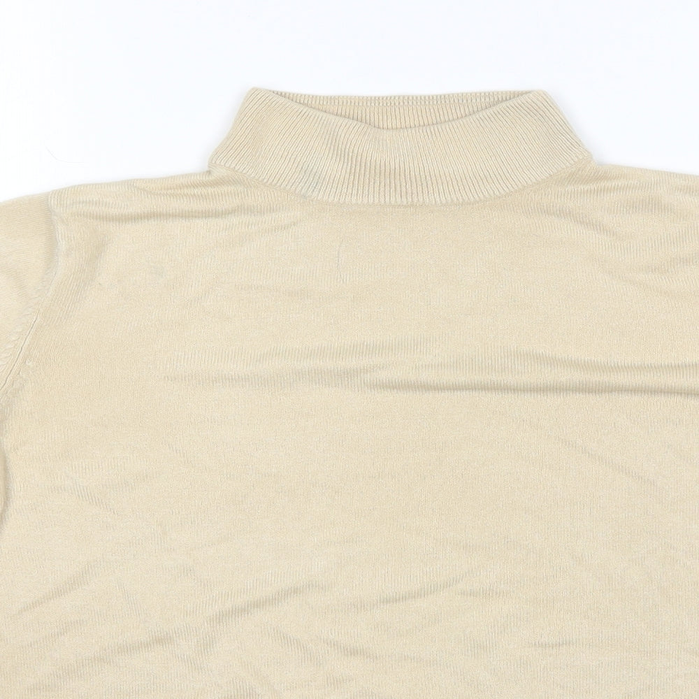 BHS Womens Beige Mock Neck  Acrylic Pullover Jumper Size 14