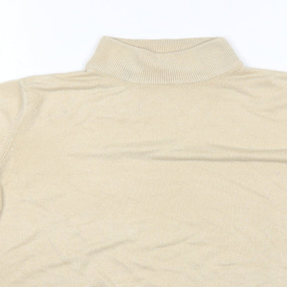 BHS Womens Beige Mock Neck  Acrylic Pullover Jumper Size 14