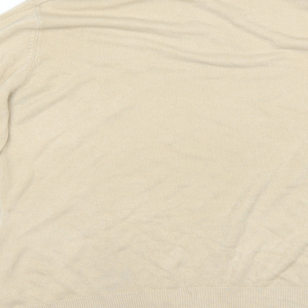 BHS Womens Beige Mock Neck  Acrylic Pullover Jumper Size 14