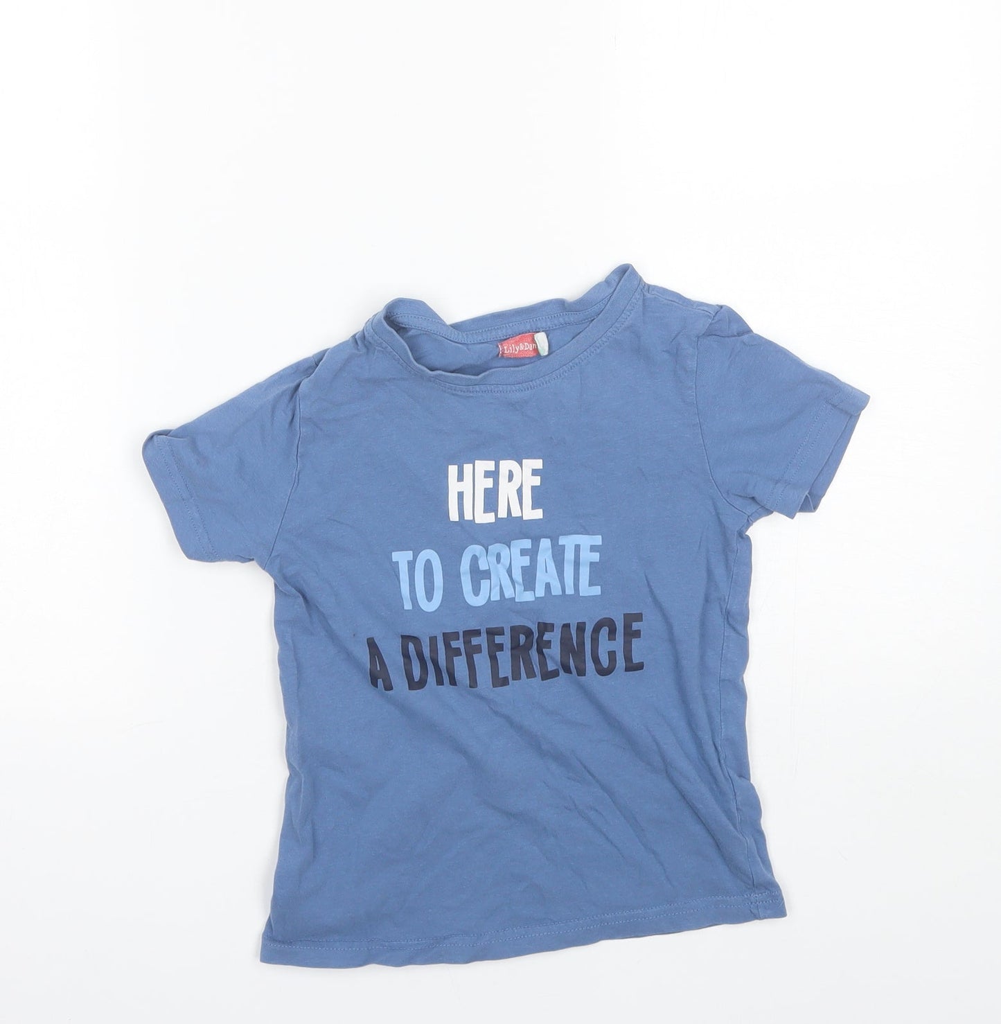 Lily&Dan  Boys Blue  Cotton Basic T-Shirt Size 7-8 Years Round Neck