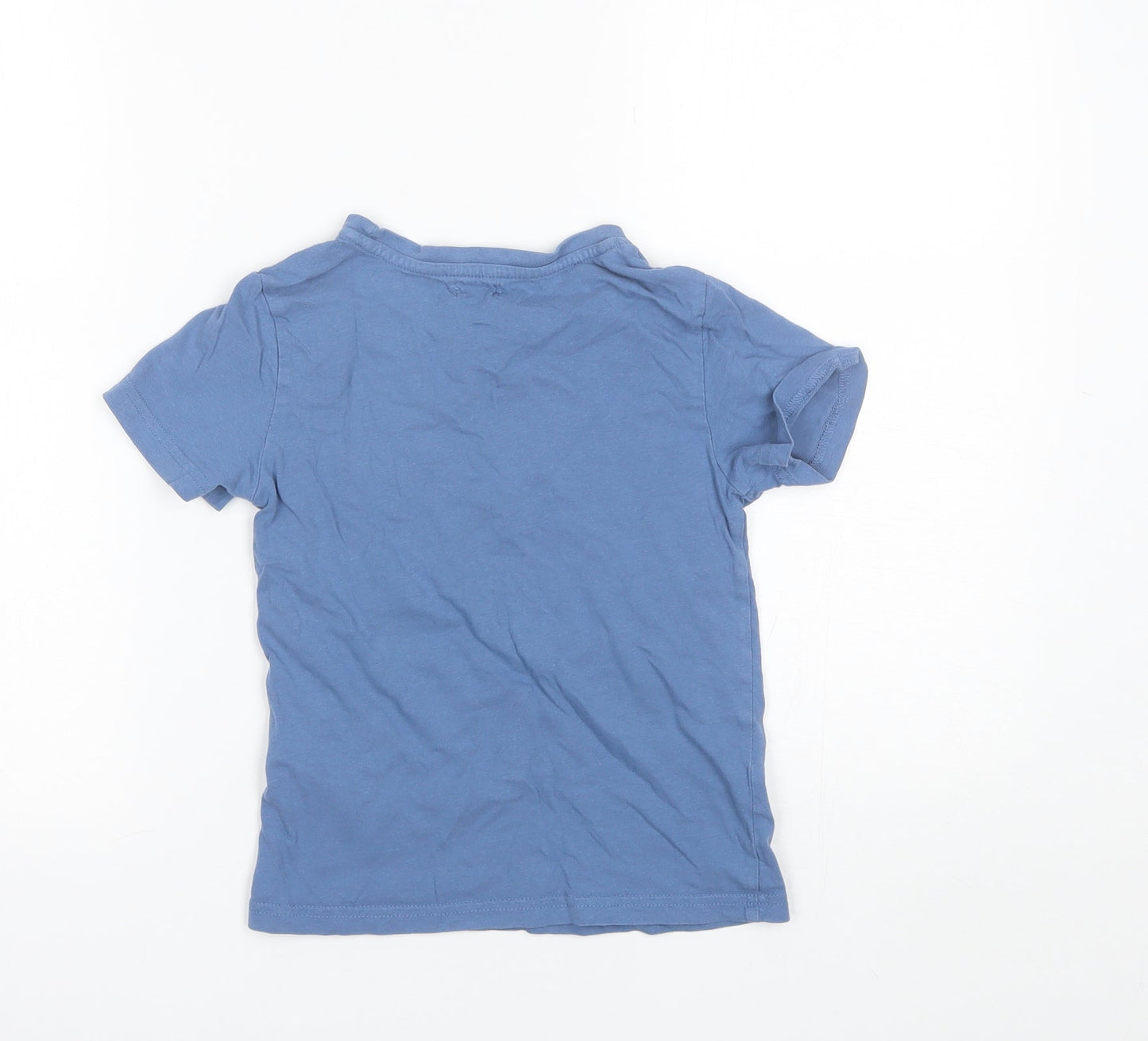 Lily&Dan  Boys Blue  Cotton Basic T-Shirt Size 7-8 Years Round Neck