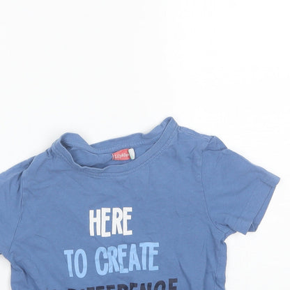 Lily&Dan  Boys Blue  Cotton Basic T-Shirt Size 7-8 Years Round Neck