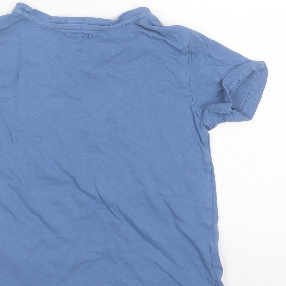 Lily&Dan  Boys Blue  Cotton Basic T-Shirt Size 7-8 Years Round Neck