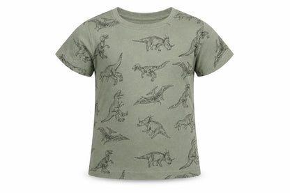Front view of Primark girls’ green cotton basic t-shirt, size 6-7, years round neck