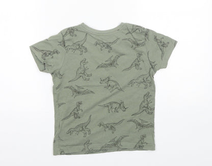 Primark Girls Green  Cotton Basic T-Shirt Size 6-7 Years Round Neck