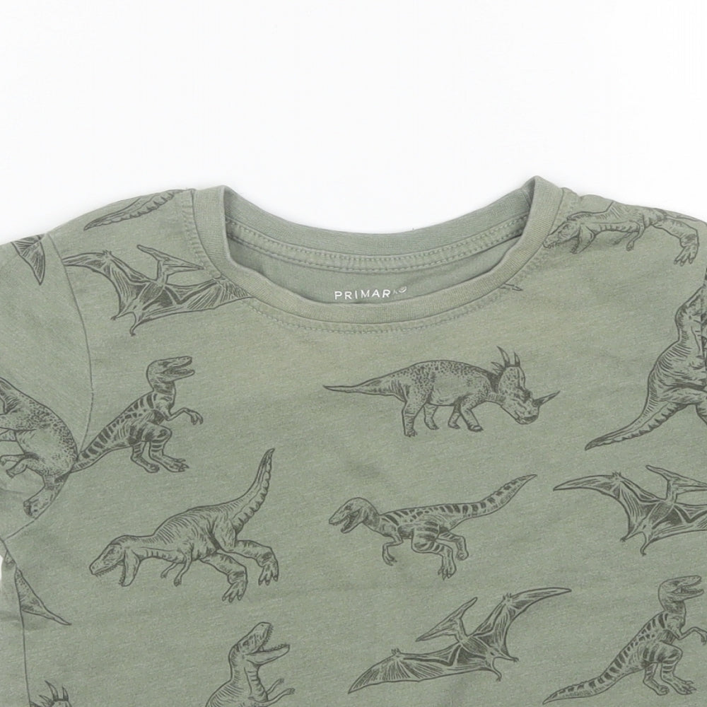 Primark Girls Green  Cotton Basic T-Shirt Size 6-7 Years Round Neck