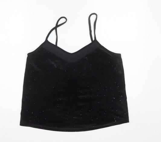 George Womens Black  Polyester Camisole Blouse Size 12 V-Neck