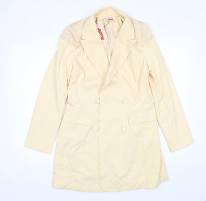 Womens UK Size 8 Misspap Yellow Overcoat