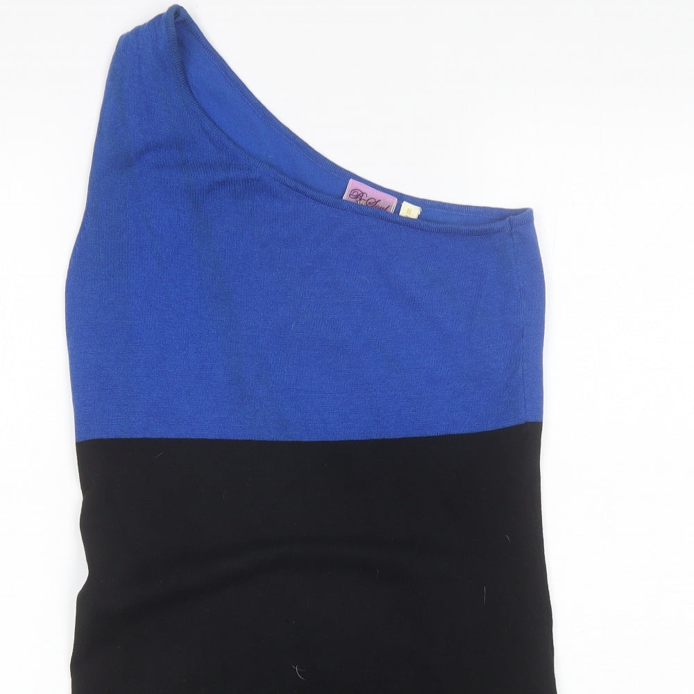 B-Soul Womens Black  Viscose Mini  Size 12  One Shoulder