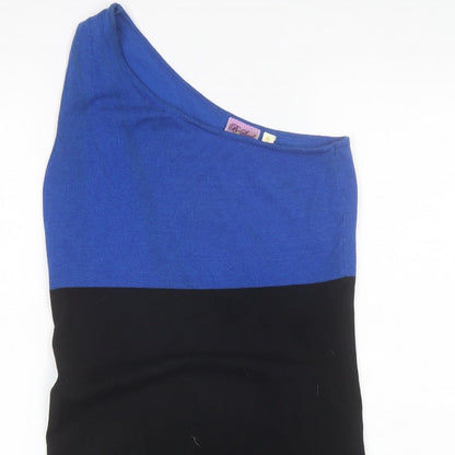 B-Soul Womens Black  Viscose Mini  Size 12  One Shoulder