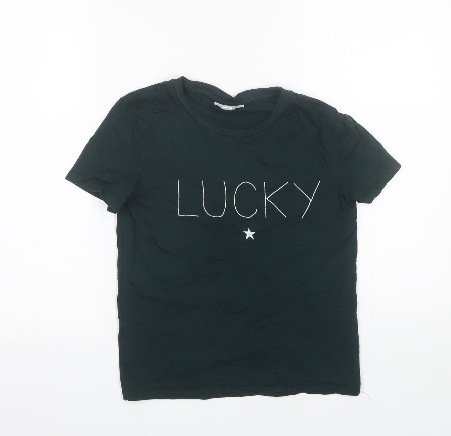 Womens UK Size 6 Topshop Green Basic T-Shirt