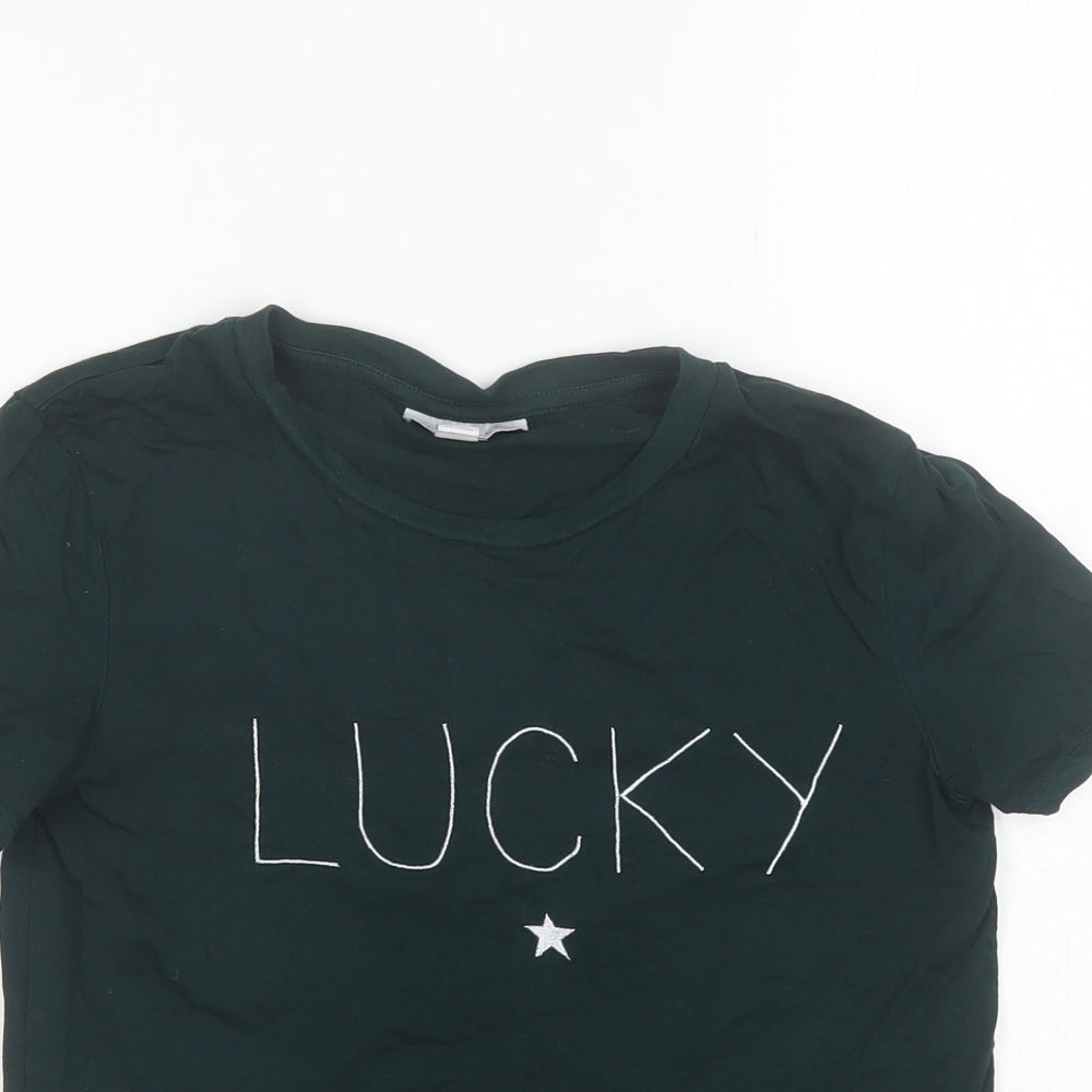Womens UK Size 6 Topshop Green Basic T-Shirt