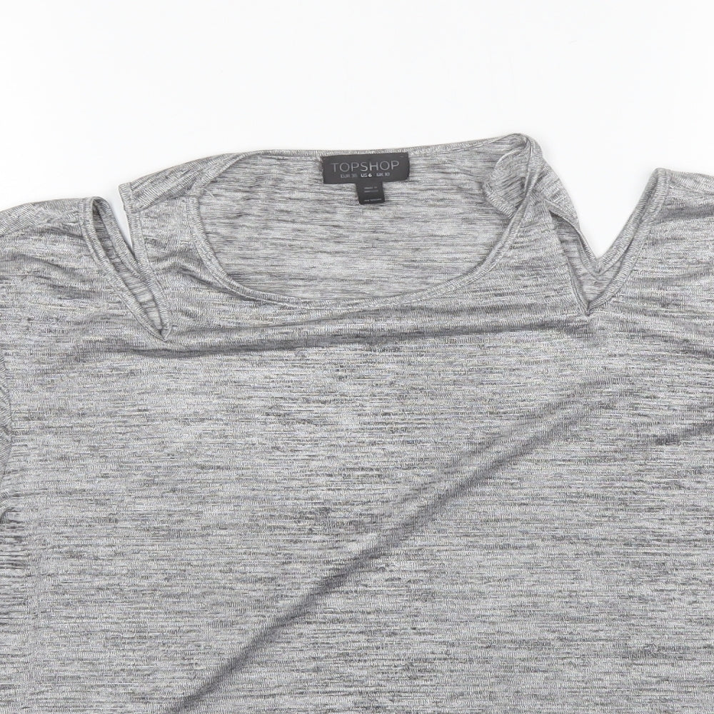 Womens UK Size 10 Topshop Grey Basic Blouse