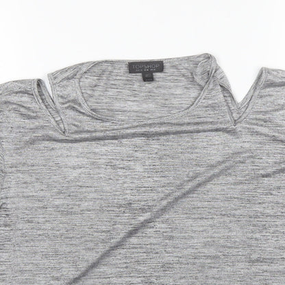 Womens UK Size 10 Topshop Grey Basic Blouse