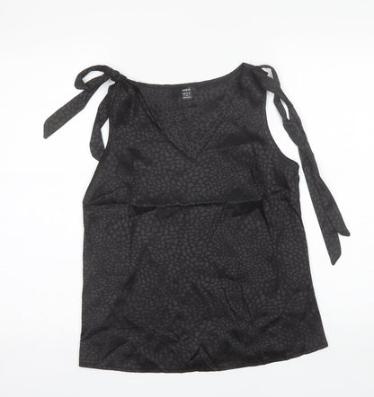 SheIn Womens Black Animal Print Polyester Basic Blouse Size S V-Neck