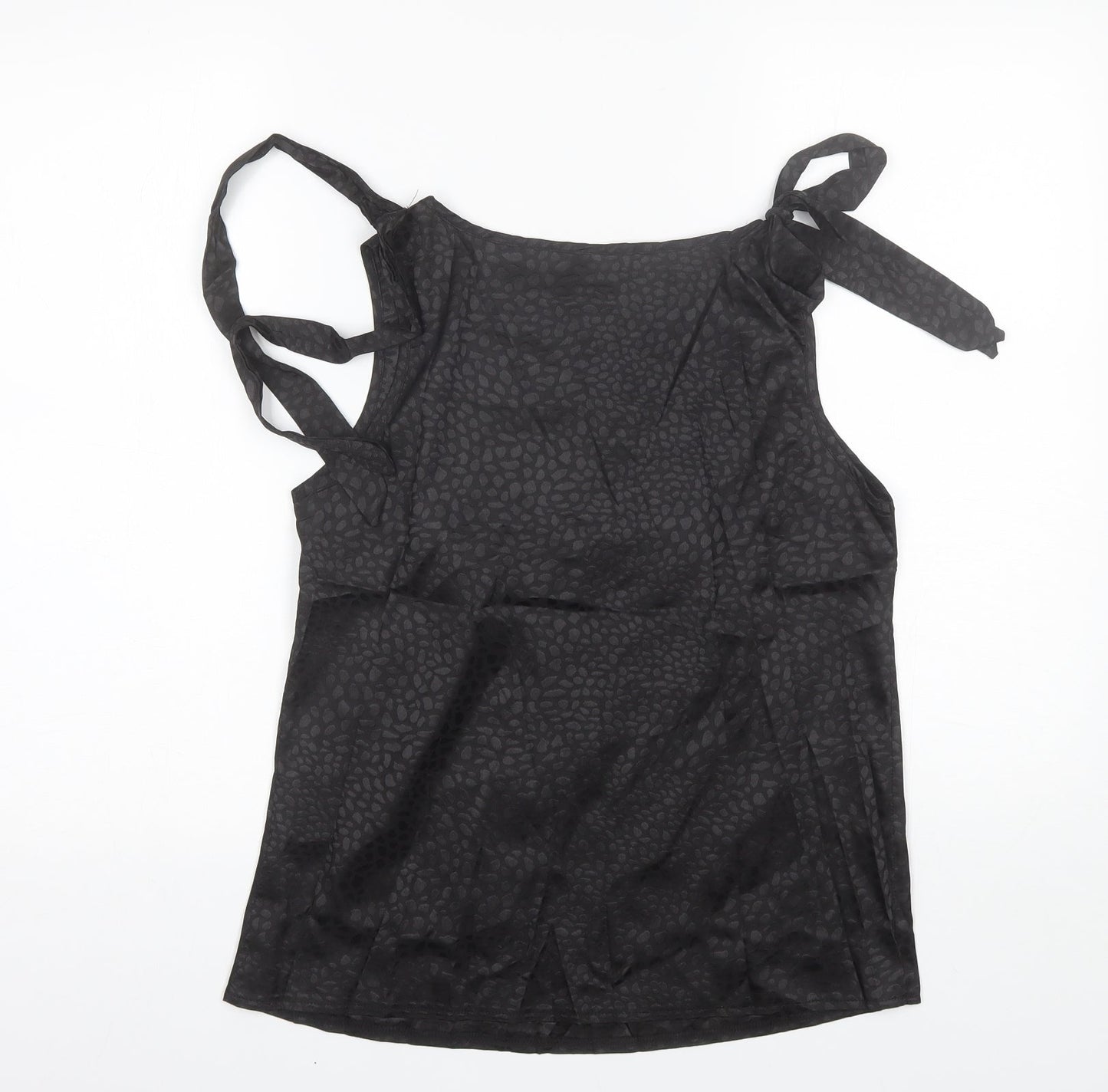 SheIn Womens Black Animal Print Polyester Basic Blouse Size S V-Neck