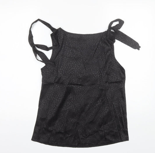 SheIn Womens Black Animal Print Polyester Basic Blouse Size S V-Neck