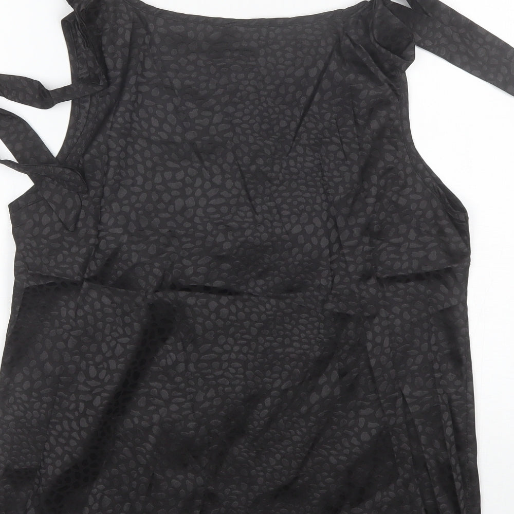 SheIn Womens Black Animal Print Polyester Basic Blouse Size S V-Neck