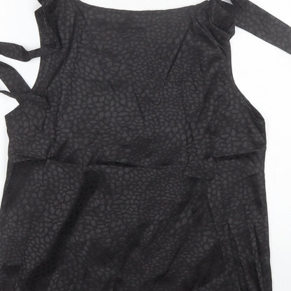 SheIn Womens Black Animal Print Polyester Basic Blouse Size S V-Neck