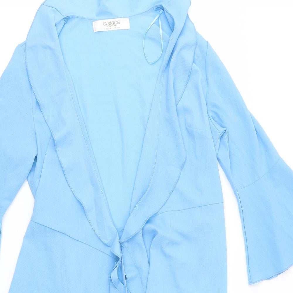 Outrageous Fortune Womens Blue V-Neck  Polyester Cardigan Jumper Size 12
