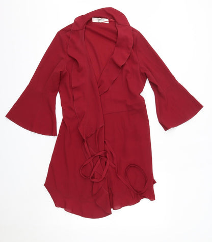 Outrageous Fortune Womens Red V-Neck  Polyester Cardigan Jumper Size 14
