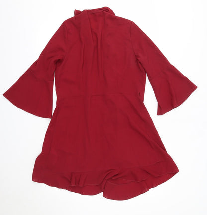 Outrageous Fortune Womens Red V-Neck  Polyester Cardigan Jumper Size 14