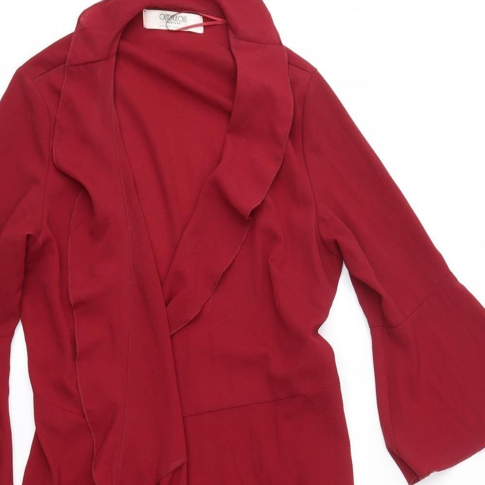 Outrageous Fortune Womens Red V-Neck  Polyester Cardigan Jumper Size 14