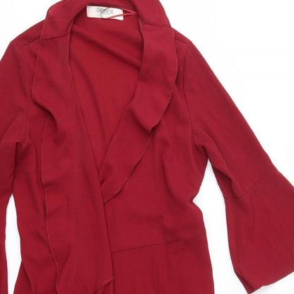 Outrageous Fortune Womens Red V-Neck  Polyester Cardigan Jumper Size 14
