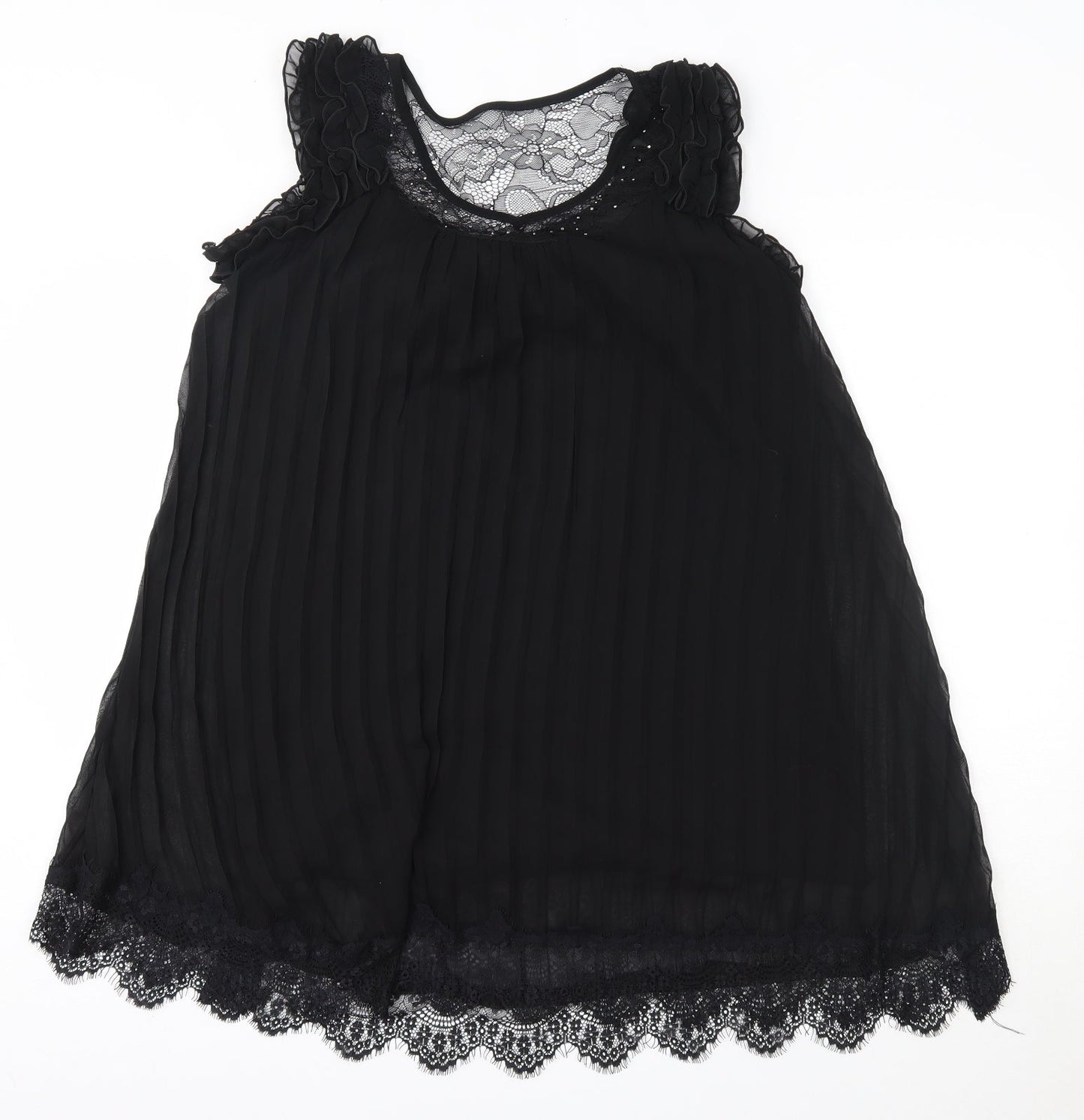 LUNA Womens Black  Polyester Tank Dress  Size S  Round Neck