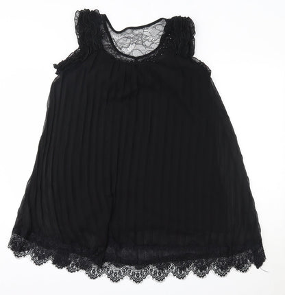 LUNA Womens Black  Polyester Tank Dress  Size S  Round Neck