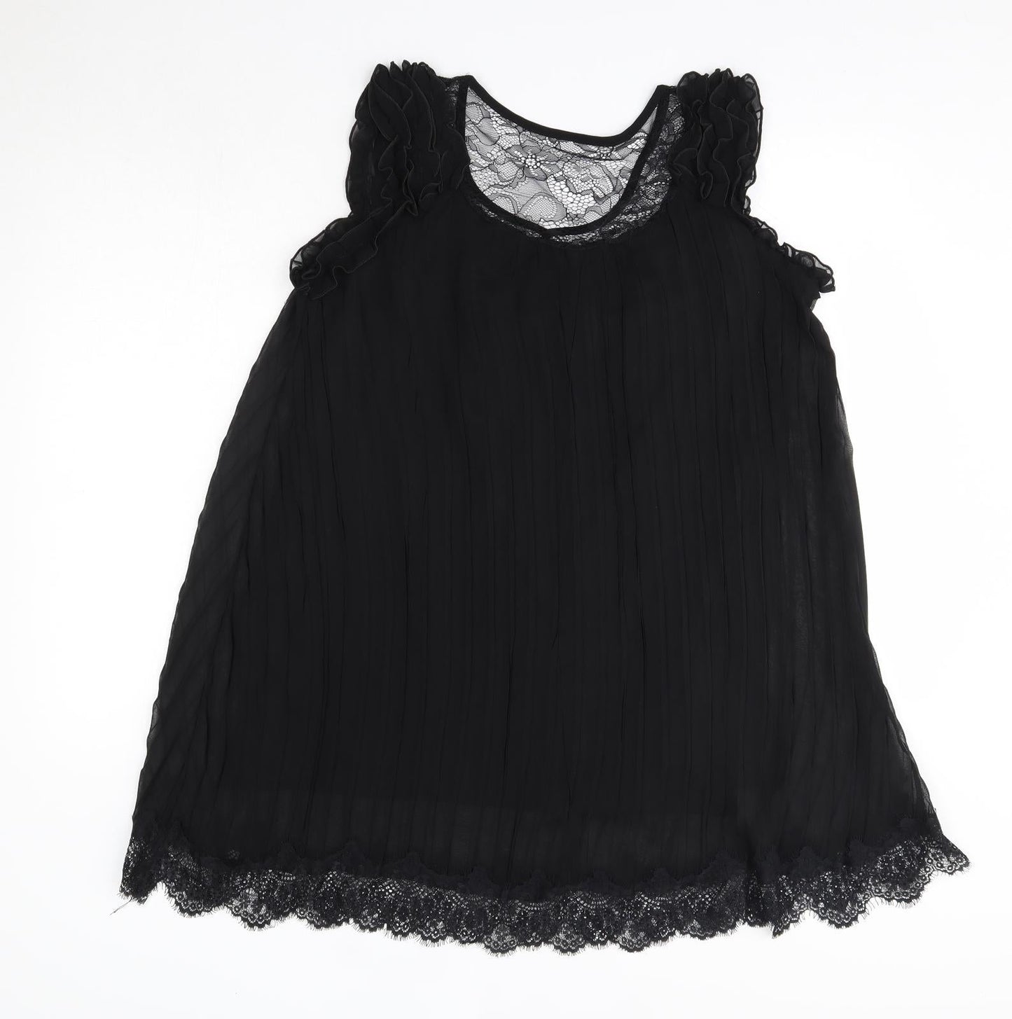 LUNA Womens Black  Polyester Tank Dress  Size S  Round Neck