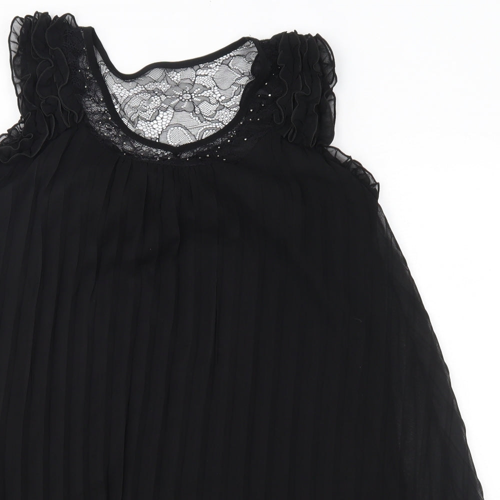 LUNA Womens Black  Polyester Tank Dress  Size S  Round Neck