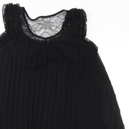 LUNA Womens Black  Polyester Tank Dress  Size S  Round Neck