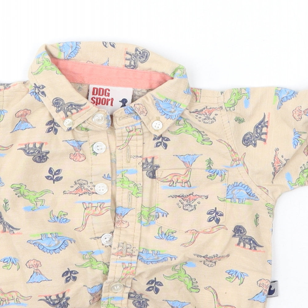 DOG Sport Baby Multicoloured  100% Cotton Basic Button-Up Size 6-9 Months Collared  - Dinosaurs