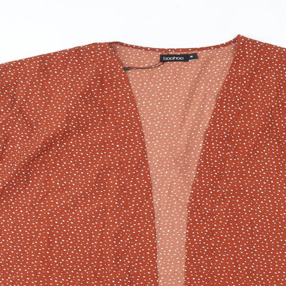 Boohoo Womens Orange V-Neck  Polyester Cardigan Jumper Size M
