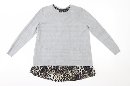 Finery Womens Grey Round Neck  Viscose Pullover Jumper Size S