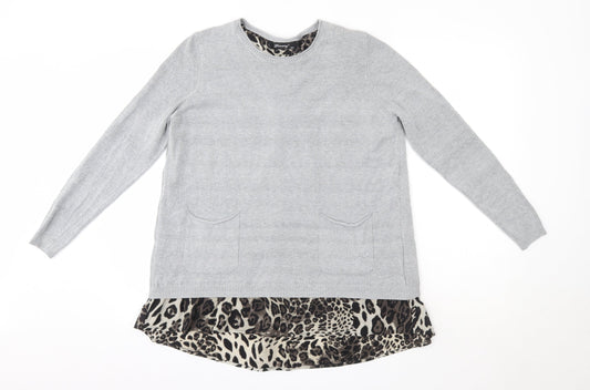 Finery Womens Grey Round Neck  Viscose Pullover Jumper Size S