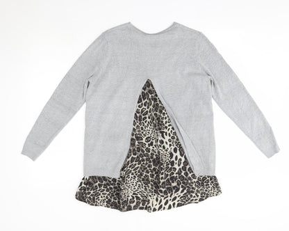 Finery Womens Grey Round Neck  Viscose Pullover Jumper Size S