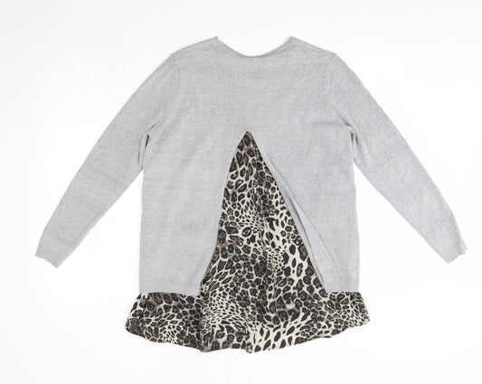 Finery Womens Grey Round Neck  Viscose Pullover Jumper Size S