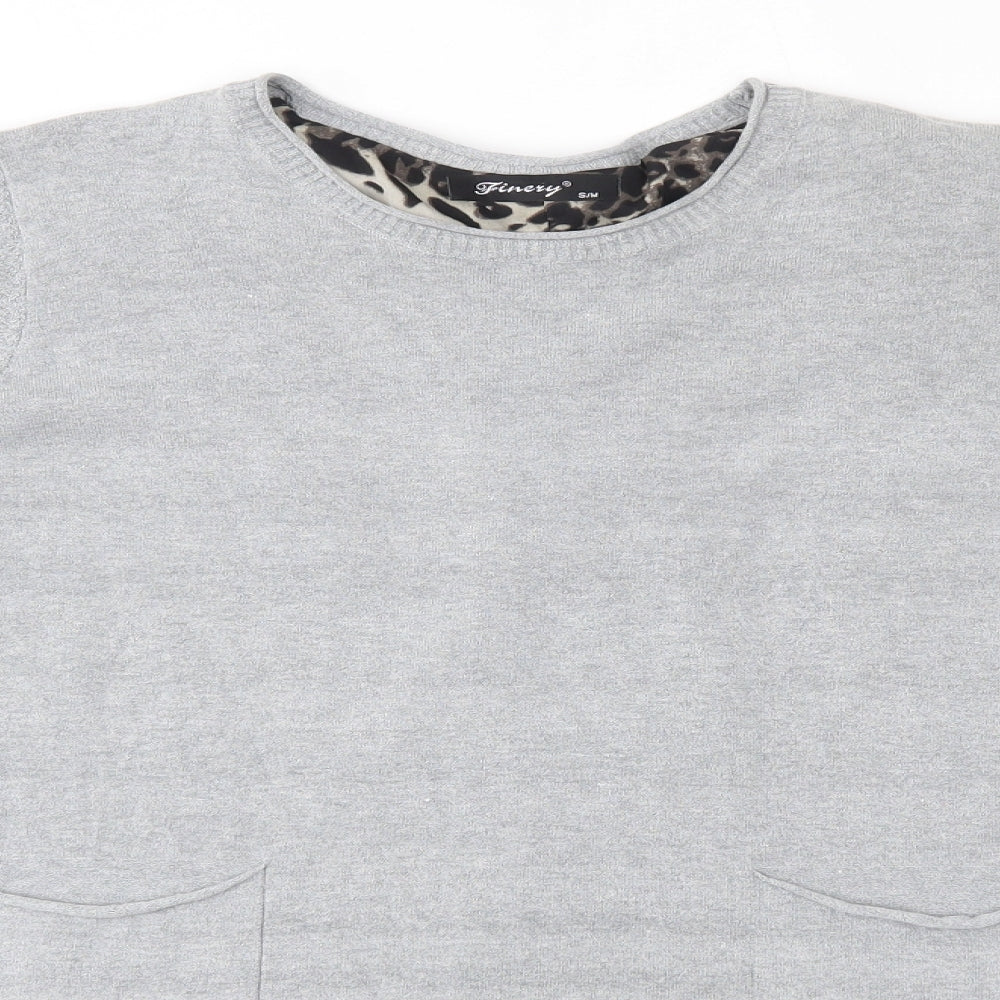 Finery Womens Grey Round Neck  Viscose Pullover Jumper Size S