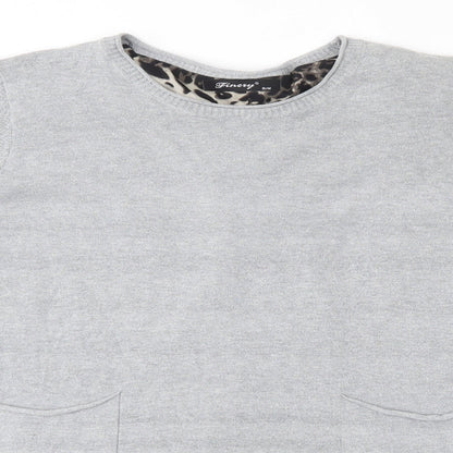 Finery Womens Grey Round Neck  Viscose Pullover Jumper Size S