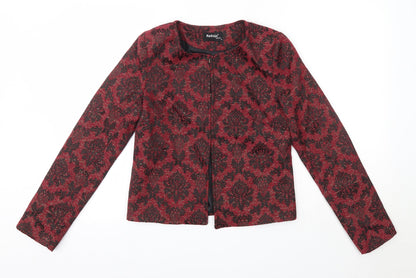 Additional front view of Kaktus women’s red floral jacket, size UK 10