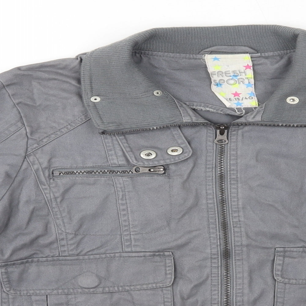Close-up detail of Fresh Sport women’s grey jacket, size UK 12