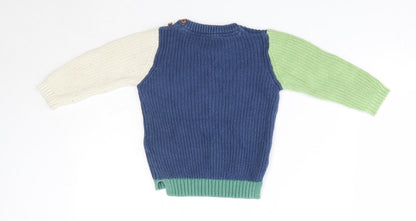 M&S Baby Multicoloured  100% Cotton Pullover Jumper Size 9-12 Months