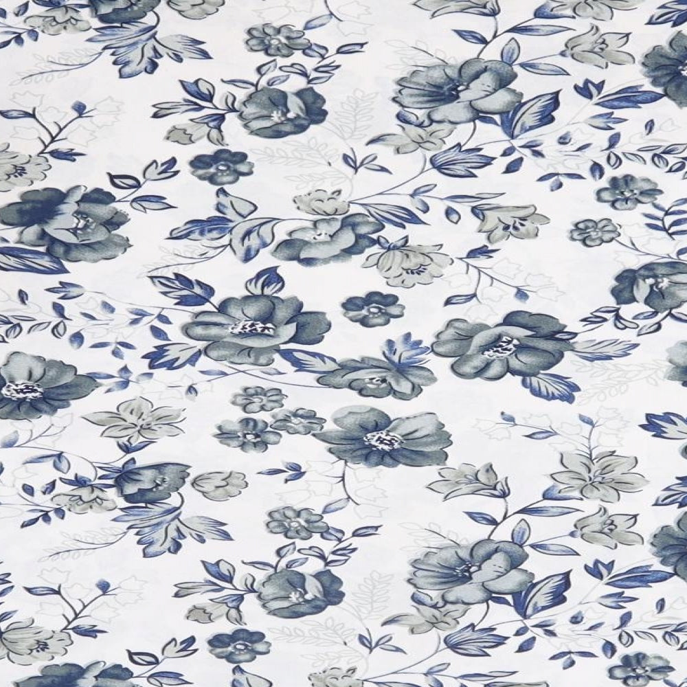Purely New Zealand Womens Blue Floral Viscose Basic Blouse Size S Round Neck