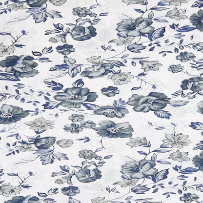 Purely New Zealand Womens Blue Floral Viscose Basic Blouse Size S Round Neck
