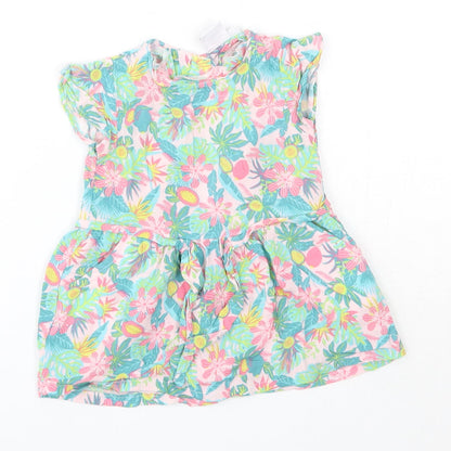 La Compagnie des Petits Baby Multicoloured Floral Viscose A-Line  Size 12 Months  Round Neck