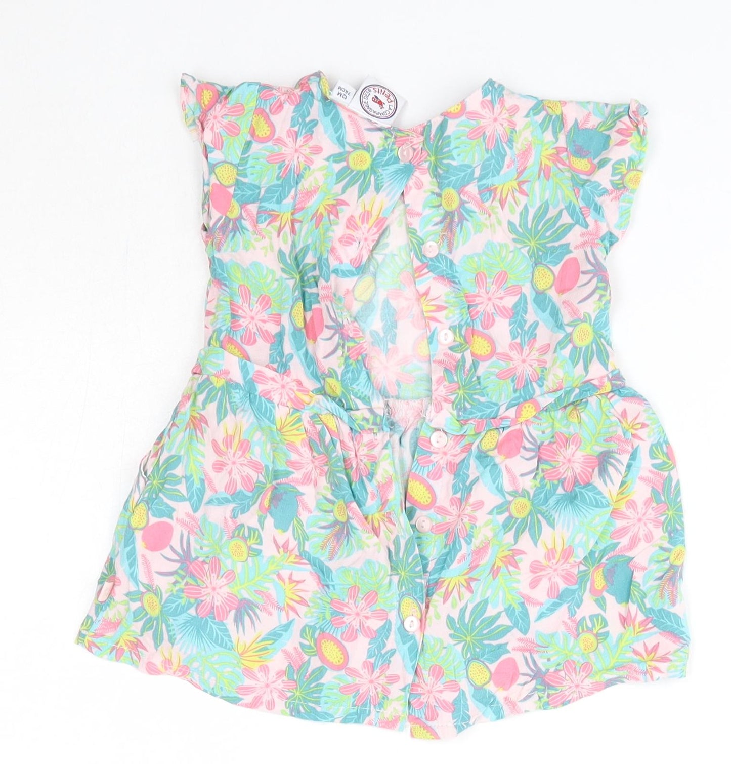 La Compagnie des Petits Baby Multicoloured Floral Viscose A-Line  Size 12 Months  Round Neck